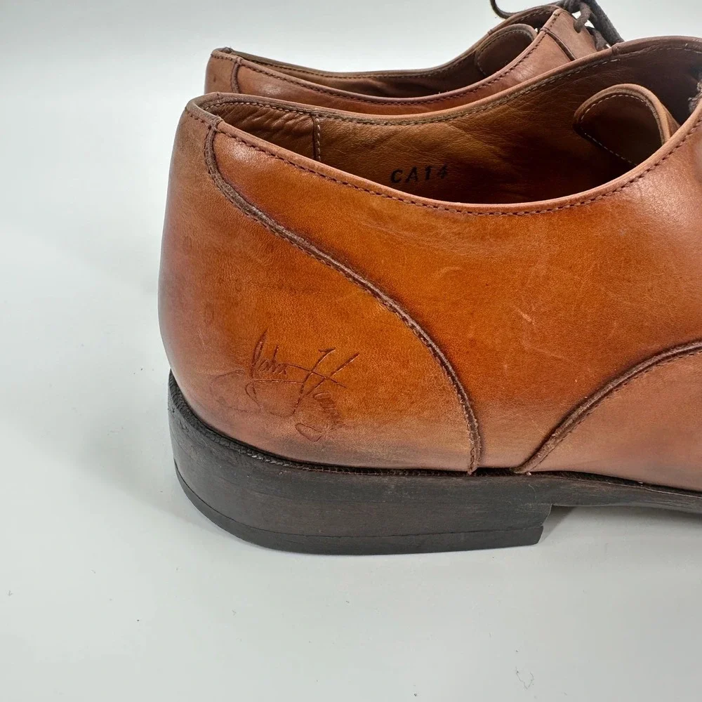 John Fluevog‎ Twin Turbine 211 Men Brown Leather Oxford Dress Shoes CA14 10M
